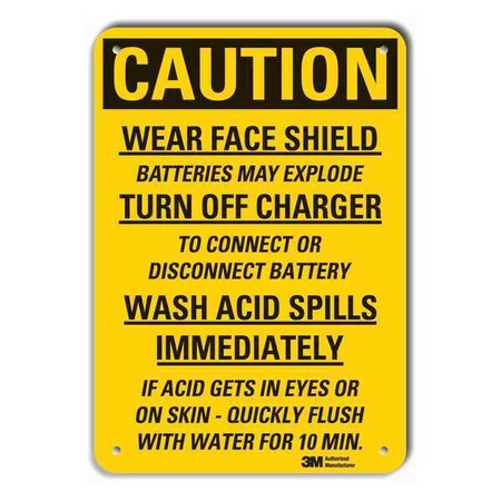 Reflective Battery Hazard Caution Sign, 14 in Height, 10 in Width, Aluminum, Vertical Rectangle MPN:LCU3-0493-RA_14x10