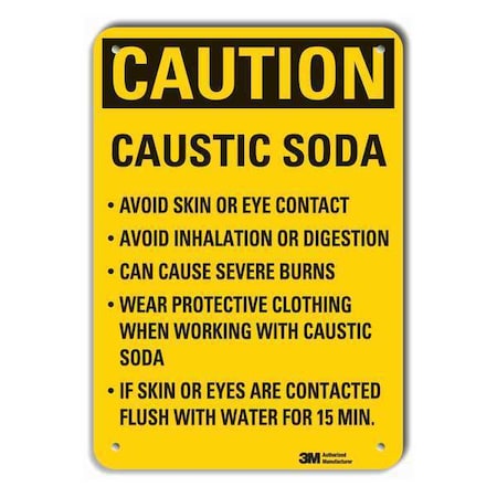 Reflective Caustic Caution Sign, 14 in Height, 10 in Width, Aluminum, Vertical Rectangle, English MPN:LCU3-0494-RA_14x10