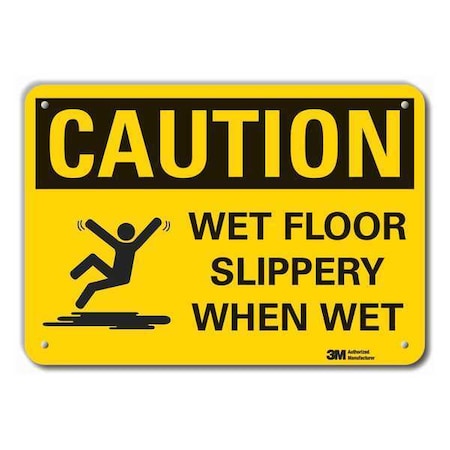 Caution Sign, 7 in H, 10 in W, Aluminum, Vertical Rectangle, English, LCU3-0495-RA_10x7 MPN:LCU3-0495-RA_10x7