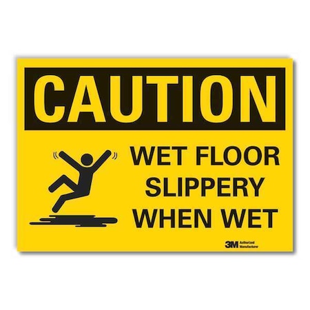 Caution Sign, 5 in. H, Vinyl, 5 in Height, 7 in Width, Reflective Sheeting, Vertical Rectangle MPN:LCU3-0495-RD_7x5