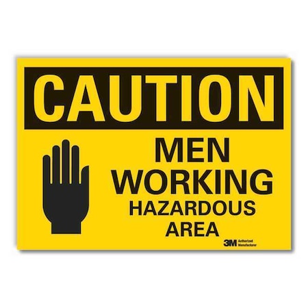 CautionMen Working/Hazardous Area, 3 1/2 in x 5 in, Reflective Sheeting, LCU3-0496-RD_5x3.5 MPN:LCU3-0496-RD_5x3.5