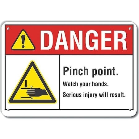 Plastic Pinch Point Danger Sign, 10 in Height, 14 in Width, Plastic, Horizontal Rectangle, English MPN:LCU4-0002-NP_14X10