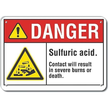 Plastic Sulfuric Acid Danger Sign, 10 in Height, 14 in Width, Plastic, Horizontal Rectangle MPN:LCU4-0004-NP_14X10