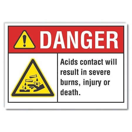 Danger Sign, 7 in H, 10 in W, Non-PVC Polymer, Vertical Rectangle, English, LCU4-0007-ED_10x7 MPN:LCU4-0007-ED_10x7