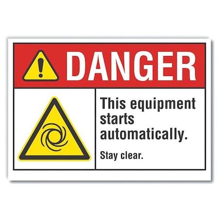 Danger Sign, 10 in Height, 14 in Width, Non-PVC Polymer, Horizontal Rectangle, English MPN:LCU4-0025-ED_14x10