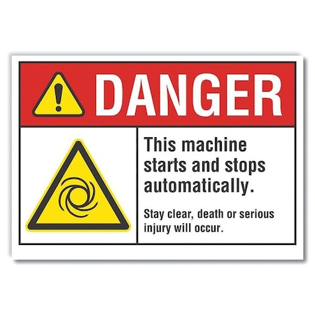 Danger Sign, 10 in Height, 14 in Width, Non-PVC Polymer, Horizontal Rectangle, English MPN:LCU4-0026-ED_14x10