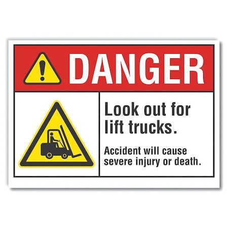 Danger Sign, 7 in H, 10 in W, Non-PVC Polymer, Vertical Rectangle, English, LCU4-0040-ED_10x7 MPN:LCU4-0040-ED_10x7