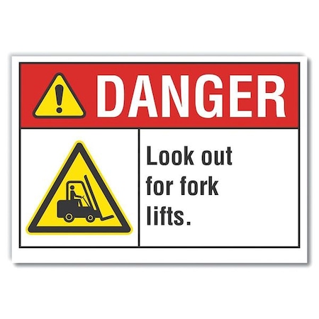 Danger Sign, 7 in H, 10 in W, Non-PVC Polymer, Vertical Rectangle, English, LCU4-0041-ED_10x7 MPN:LCU4-0041-ED_10x7