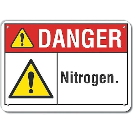 Plastic Nitrogen Danger Sign, 7 in H, 10 in W, Plastic, Vertical Rectangle, LCU4-0078-NP_10X7 MPN:LCU4-0078-NP_10X7