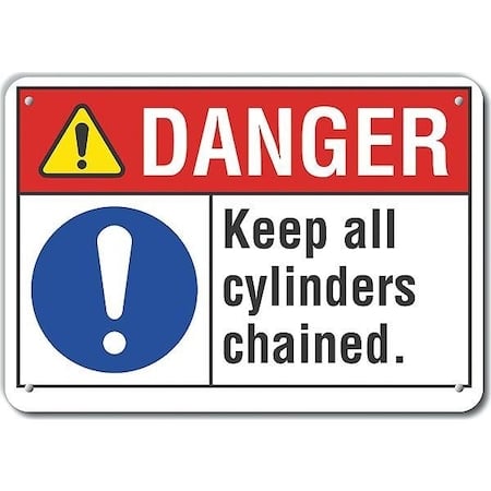 Plastic Cylinder Handling Danger Sign, 7 in H, 10 in W, Vertical Rectangle, LCU4-0084-NP_10X7 MPN:LCU4-0084-NP_10X7