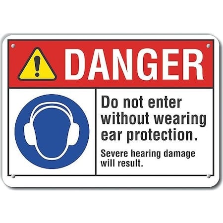 Plastic Ear Danger Sign, 7 in Height, 10 in Width, Plastic, Vertical Rectangle, English MPN:LCU4-0085-NP_10X7