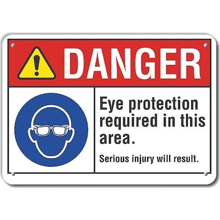Plastic Eye Danger Sign, 7 in Height, 10 in Width, Plastic, Vertical Rectangle, English MPN:LCU4-0088-NP_10X7