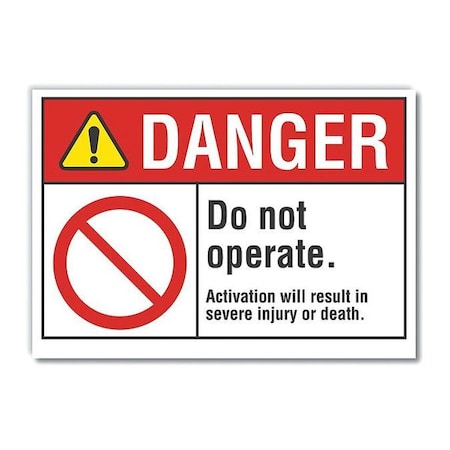 Danger Sign, 10 in Height, 14 in Width, Non-PVC Polymer, Horizontal Rectangle, English MPN:LCU4-0107-ED_14x10