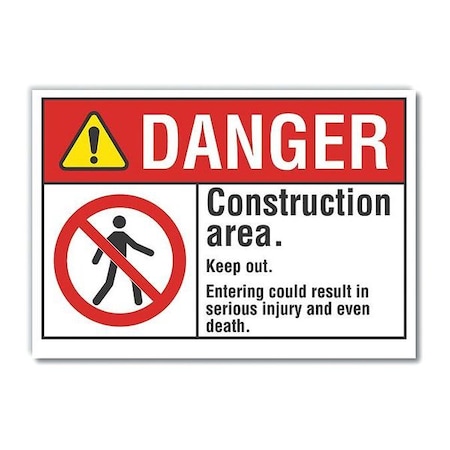 Danger Sign, 10 in Height, 14 in Width, Non-PVC Polymer, Horizontal Rectangle, English MPN:LCU4-0138-ED_14x10