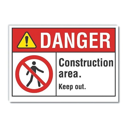 Danger Sign, 7 in Height, 10 in Width, Non-PVC Polymer, Vertical Rectangle, English MPN:LCU4-0140-ED_10x7
