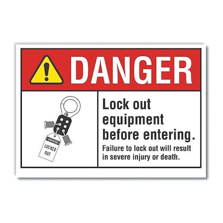 Danger Sign, 10 in Height, 14 in Width, Non-PVC Polymer, Horizontal Rectangle, English MPN:LCU4-0163-ED_14x10