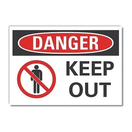 Danger Sign, 10 in H, 14 in W, Non-PVC Polymer, Horizontal Rectangle, English, LCU4-0198-ED_14x10 MPN:LCU4-0198-ED_14x10