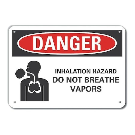 Plastic Inhalation Hazard Danger Sign, 7 in Height, 10 in Width, Plastic, Vertical Rectangle MPN:LCU4-0219-NP_10X7