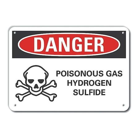 Plastic Poisonous Gas Danger Sign, 7 in H, 10 in W, Plastic, Vertical Rectangle, LCU4-0222-NP_10X7 MPN:LCU4-0222-NP_10X7