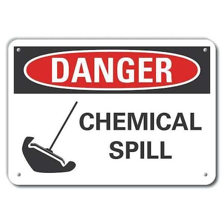 Plastic Chemicals Danger Sign, 10 in H, 14 in W, Horizontal Rectangle, LCU4-0224-NP_14X10 MPN:LCU4-0224-NP_14X10