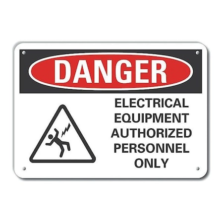 Plastic Electrical Equipment Danger Sign, 10 in Height, 14 in Width, Plastic, Horizontal Rectangle MPN:LCU4-0227-NP_14X10