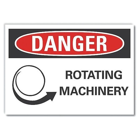 Danger, Rotating machinery, 10 in W x 7 in H, Vertical Rectangle, Non-PVC Polymer MPN:LCU4-0264-ED_10x7