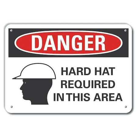 Plastic Hard Hat Danger Sign, 10 in Height, 14 in Width, Plastic, Horizontal Rectangle, English MPN:LCU4-0287-NP_14X10