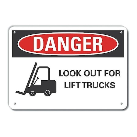 Plastic Lift Truck Traffic Danger Sign7 in H10 in WVertical Rectangle, LCU4-0291-NP_10X7 MPN:LCU4-0291-NP_10X7