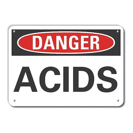 Plastic Acid Danger Sign, 10 in H, 14 in W, Horizontal Rectangle, LCU4-0299-NP_14X10 MPN:LCU4-0299-NP_14X10