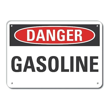 Plastic Gasoline Danger Sign, 10 in H, 14 in W, Horizontal Rectangle, LCU4-0313-NP_14X10 MPN:LCU4-0313-NP_14X10