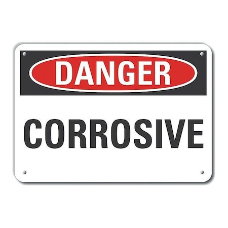 Plastic Corrosive Materials Danger Sign, 10 in H, 14 in W, Horizontal Rectangle, LCU4-0326-NP_14X10 MPN:LCU4-0326-NP_14X10