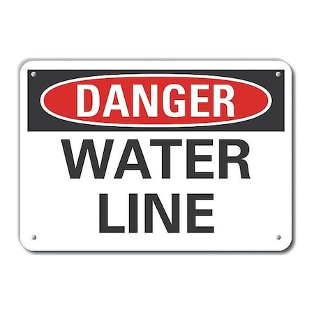 Danger, Water Line, 14 in W x 10 in H, Horizontal Rectangle, Plastic, LCU4-0334-NP_14X10 MPN:LCU4-0334-NP_14X10