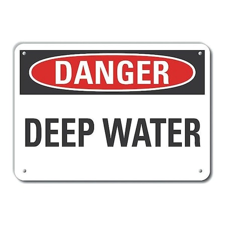 Danger, Deep Water, 7 in x 10 in, Vertical Rectangle, Plastic, LCU4-0335-NP_10X7 MPN:LCU4-0335-NP_10X7