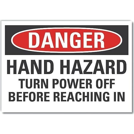 Decal, Reflective, Danger Hand Hazard, 5 x 3.5