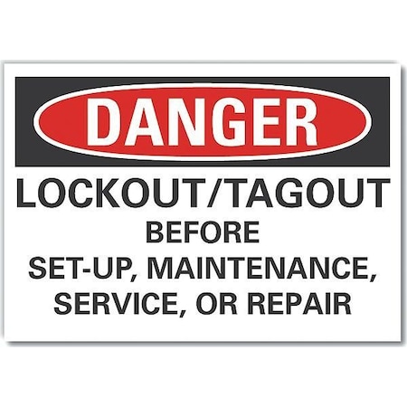 Danger Sign, 10 in Height, 14 in Width, Non-PVC Polymer, Horizontal Rectangle, English MPN:LCU4-0678-ED_14x10