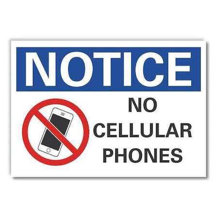 Notice, No cellular phones, 10 in W x 7 in H, Vertical Rectangle, Non-PVC Polymer, LCU5-0047-ED_10x7 MPN:LCU5-0047-ED_10x7