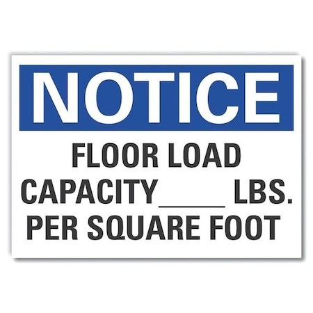 Notice, Floor load capacity_ lbs. Per square foot., 10 in W x 7 in H, LCU5-0219-ED_10x7 MPN:LCU5-0219-ED_10x7