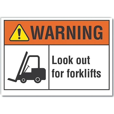 Warning Sign, 10 in H, 14 in W, Non-PVC Polymer, Horizontal Rectangle, English, LCU6-0036-ED_14x10 MPN:LCU6-0036-ED_14x10