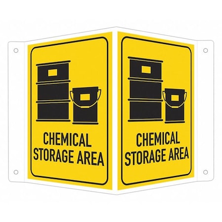 Safety Sign, 6 in H, 7 1/2 in W, V-Shape Projection, English, LCVB-0014-NA_4x6 MPN:LCVB-0014-NA_4x6