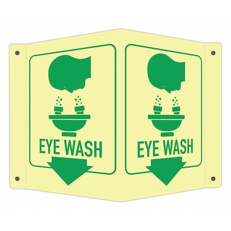 Eye Wash, 7 1/2 in W x 6 in H, V-Shape Projection, Aluminum, LCVB-0017-GA_4x6 MPN:LCVB-0017-GA_4x6
