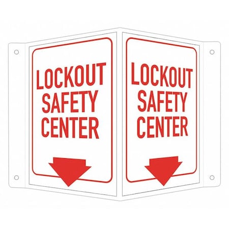 No Header, Lockout Safety Center (w/Down Arrow), 7 1/2 in W x 6 in H, V-Shape Projection, Aluminum MPN:LCVB-0021-NA_4x6