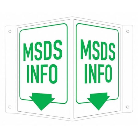 No Header, MSDS Info (w Down Arrow), 7 1/2 in W x 6 in H, V-Shape Projection, Aluminum MPN:LCVB-0023-RA_4x6