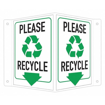 Please Recycle, 7 1/2 in W x 6 in H, V-Shape Projection, Aluminum, LCVB-0025-NA_4x6 MPN:LCVB-0025-NA_4x6