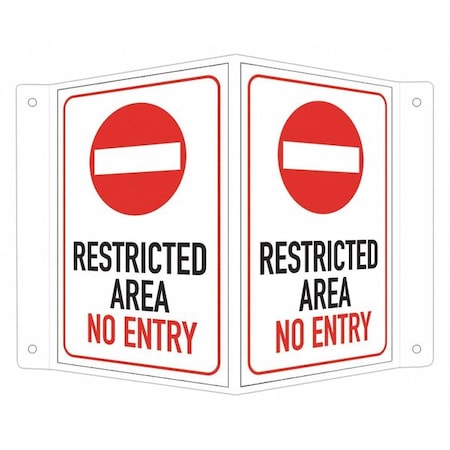 Safety Sign, 6 in H, 7 1/2 in W, Aluminum, V-Shape Projection, English, LCVB-0026-NA_4x6 MPN:LCVB-0026-NA_4x6
