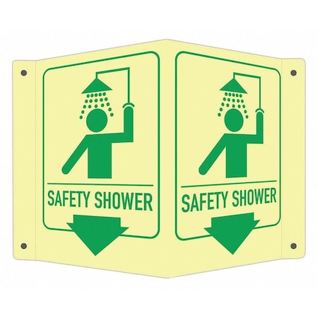 Safety Shower (w Down Arrow), 7 1/2 in W x 6 in H, V-Shape Projection, Aluminum, LCVB-0027-GA_4x6 MPN:LCVB-0027-GA_4x6