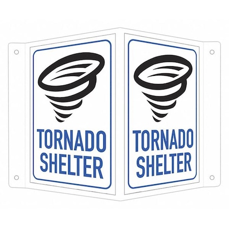 Tornado Shelter (w Sym), 7 1/2 in W x 6 in H, V-Shape Projection, Aluminum, LCVB-0033-NA_4x6 MPN:LCVB-0033-NA_4x6