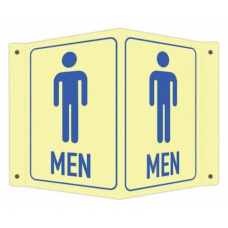 Men (w Sym), 7 1/2 in W x 6 in H, V-Shape Projection, Aluminum, LCVB-0036-GA_4x6 MPN:LCVB-0036-GA_4x6