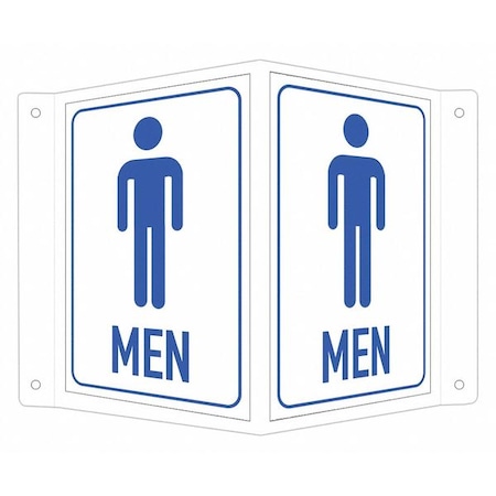 Men (w Sym), 7 1/2 in W x 6 in H, V-Shape Projection, Aluminum, LCVB-0036-NA_4x6 MPN:LCVB-0036-NA_4x6