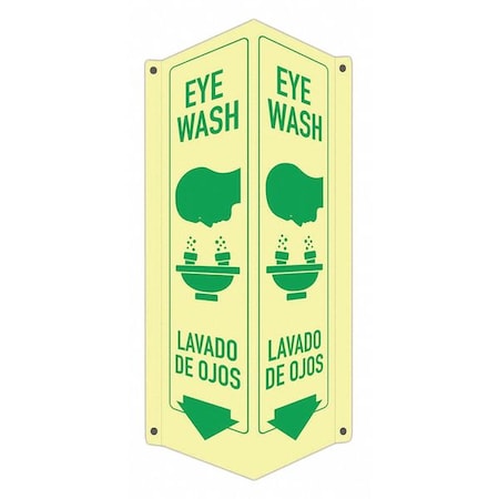 Eye Wash/Lavado De Ojos, 8 in W x 18 in H, V-Shape Projection, Aluminum, LCVB-0046-GA_4x18 MPN:LCVB-0046-GA_4x18