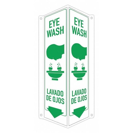 Eye Wash/Lavado De Ojos, 8 in W x 18 in H, V-Shape Projection, Aluminum, LCVB-0046-RA_4x18 MPN:LCVB-0046-RA_4x18